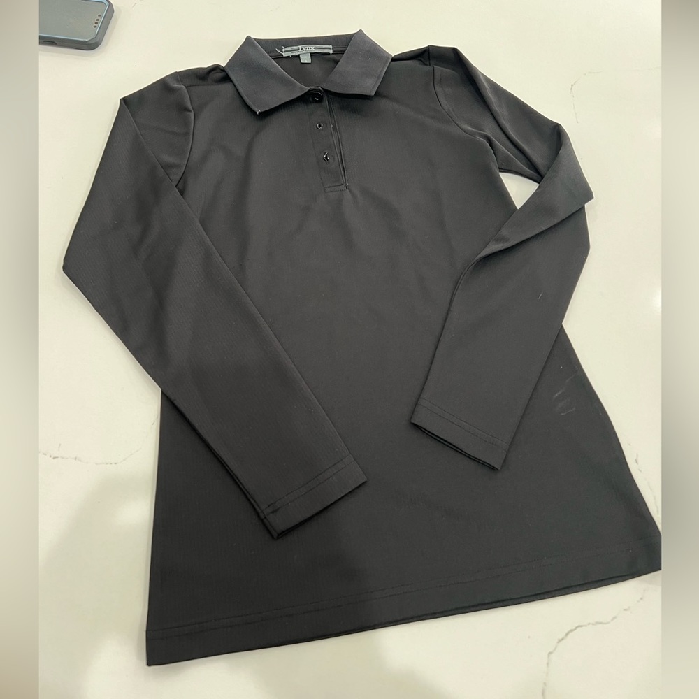 Black long sleeve polo golf shirt